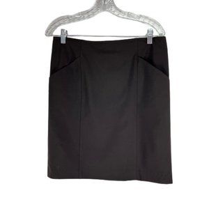 Theory Women's Size 8 Mini Straight & Pencil Skirt Zip Back Side Pockets Brown